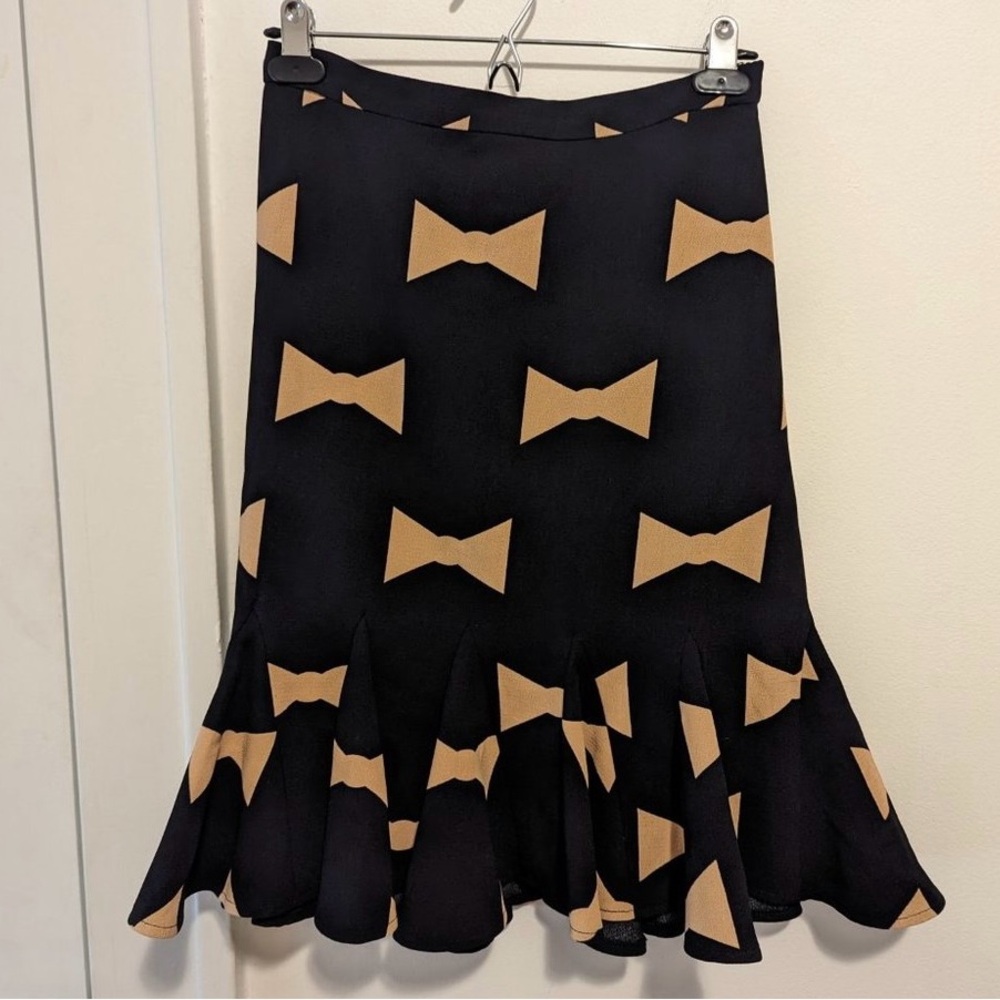 Eva Franco for Anthropologie Bow Print Trumpet Skirt by- New w/out tags - Picture 4 of 11